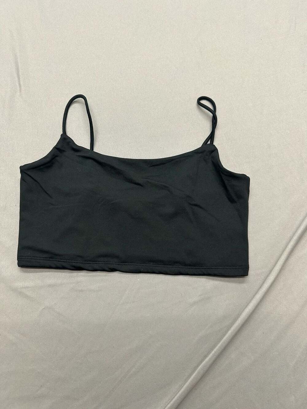 Fashion Nova Black Ribbed Scoop Neck Cami Crop Top Size L